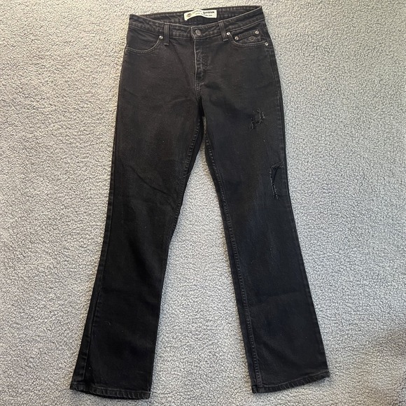 Harley-Davidson Denim - Harley Davidson Black Bootcut Jeans Women's Size 10 L Distressed Denim